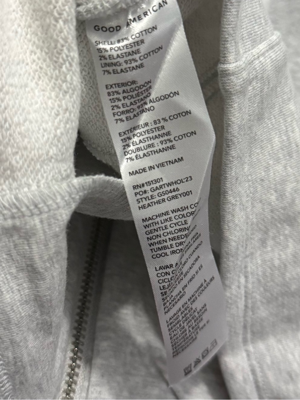 Good American Heather Grey Tracksuit Zip Up Mock Neck Fitted Jacket Size Small - Picture 4 of 6
